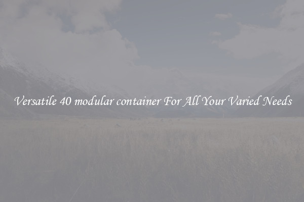 Versatile 40 modular container For All Your Varied Needs